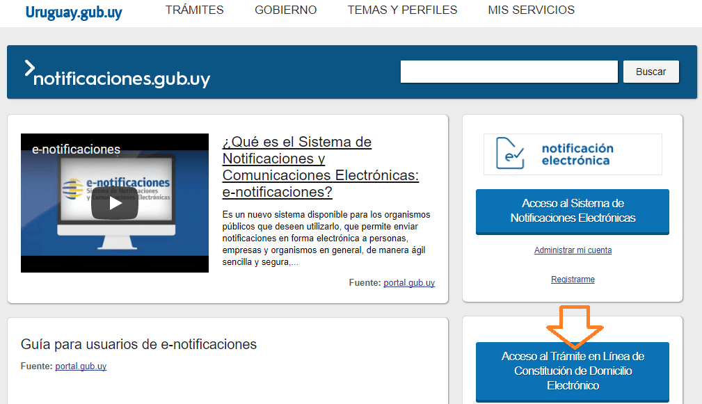 Domicilio electrónico en línea para e-notificaciones