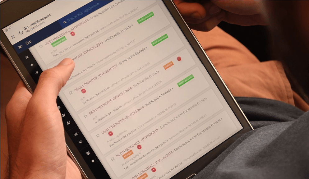 BPM para el Sector Público - Vista Notificaciones electrónicas en tablet