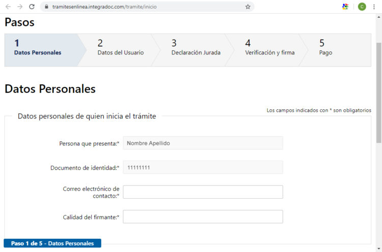 Pasos trámite electrónico INTEGRADOC